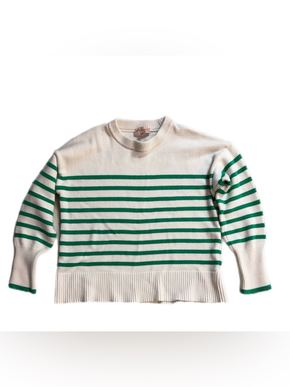 Philosophy Striped Green and ivory Women's Sweater large *READ - Picture 6 of 11